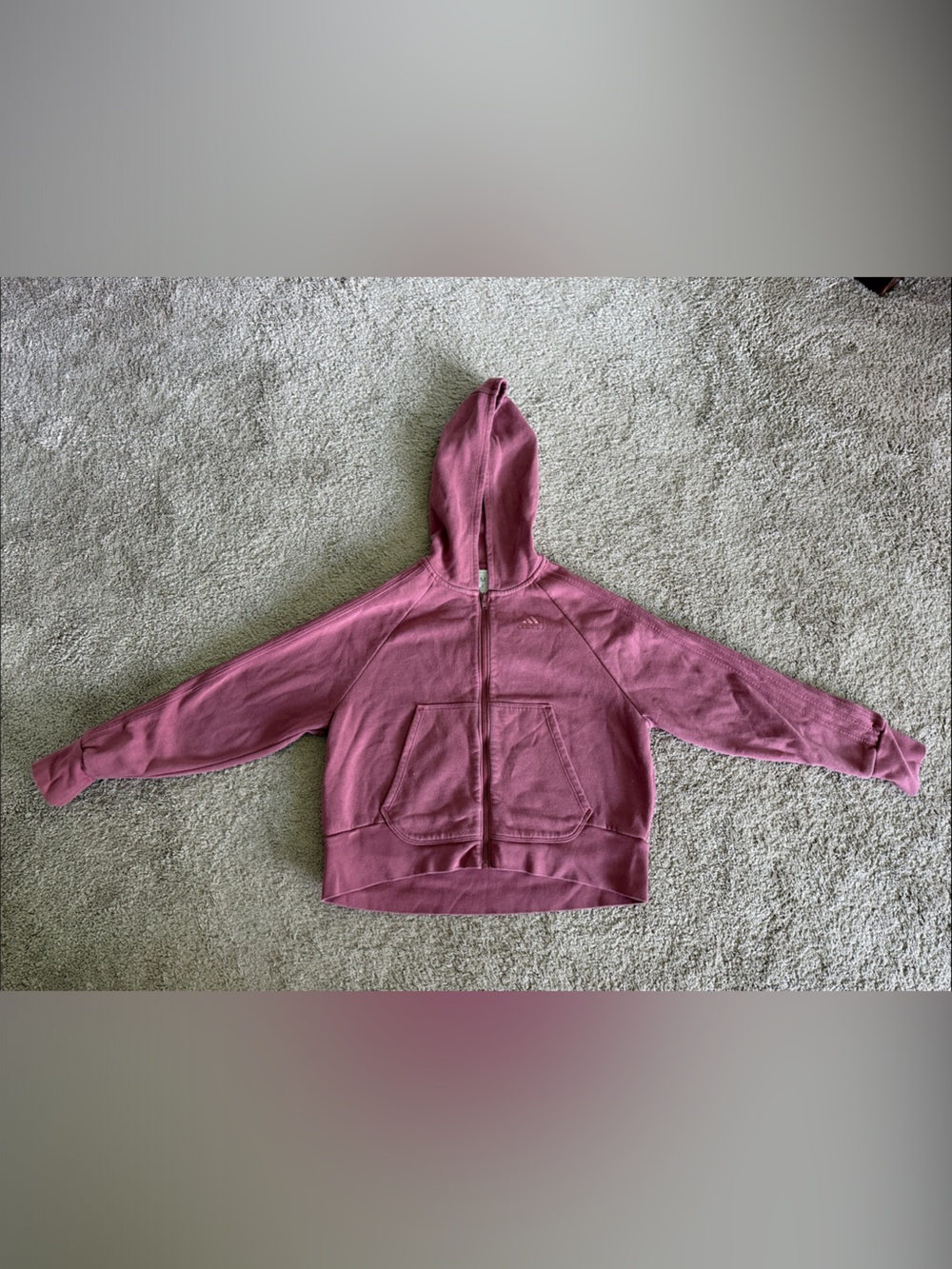 adidas Kids Hooded Zip Sweatshirt in Dusty Rose